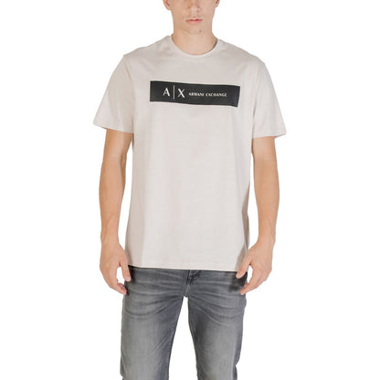 Armani Exchange Beige Cotton T-Shirt for Men