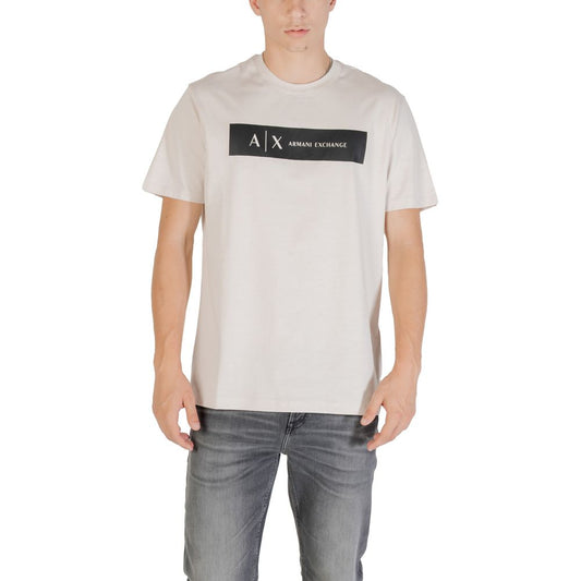 Armani Exchange Beige Cotton T-Shirt for Men