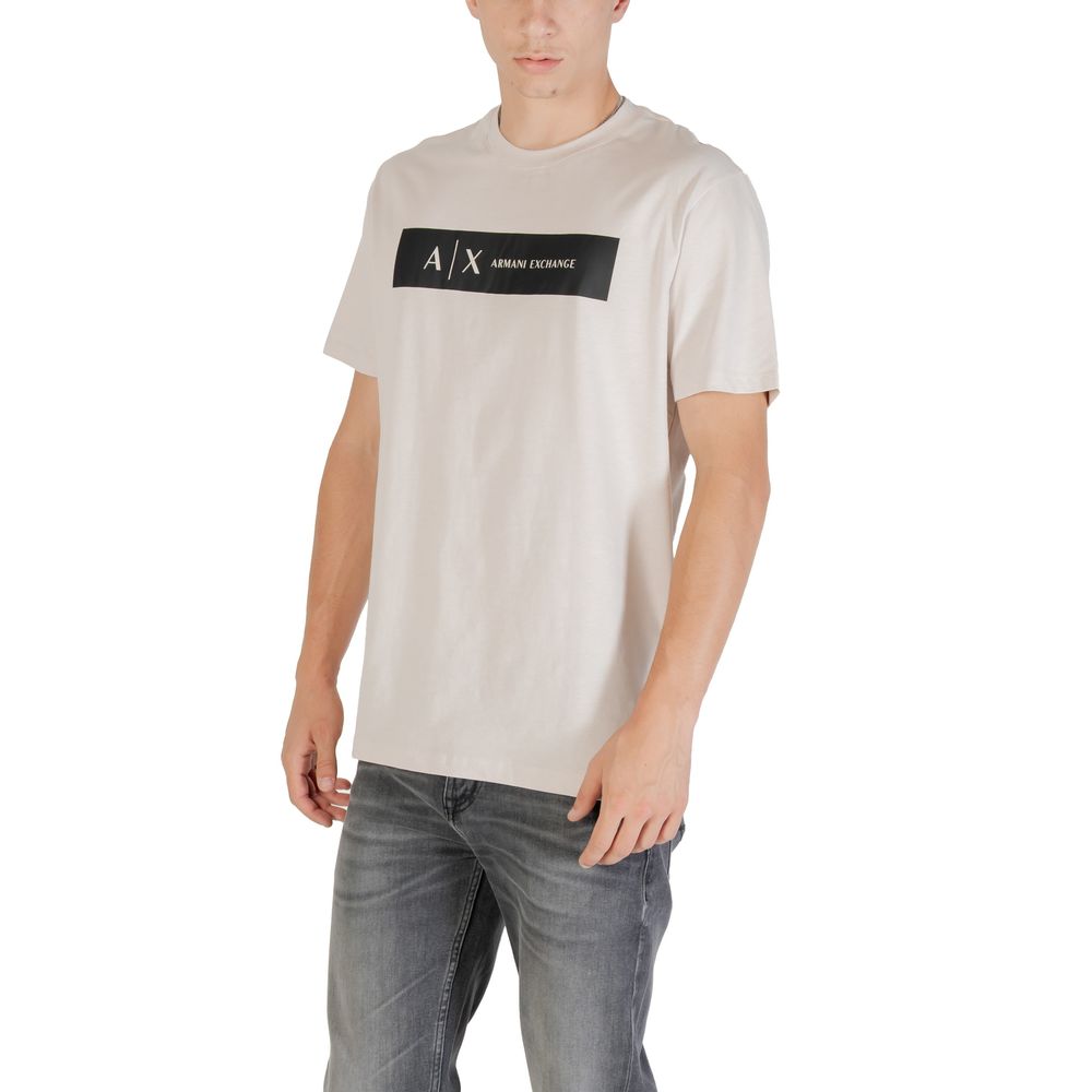 Armani Exchange Beige Cotton T-Shirt for Men