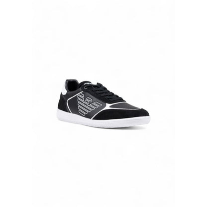 EA7 Emporio Armani Black and White Leather Athletic Sneakers