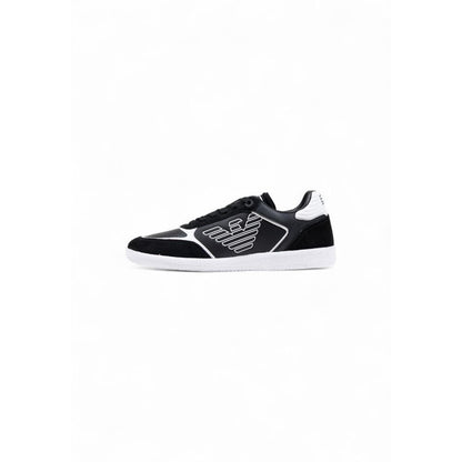 EA7 Emporio Armani Black and White Leather Athletic Sneakers