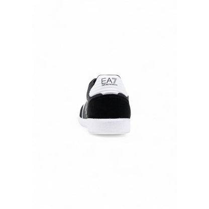 EA7 Emporio Armani Black and White Leather Athletic Sneakers