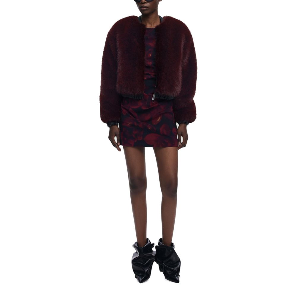 Desigual CHAQ_RASPBERRY Faux Fur Jacket