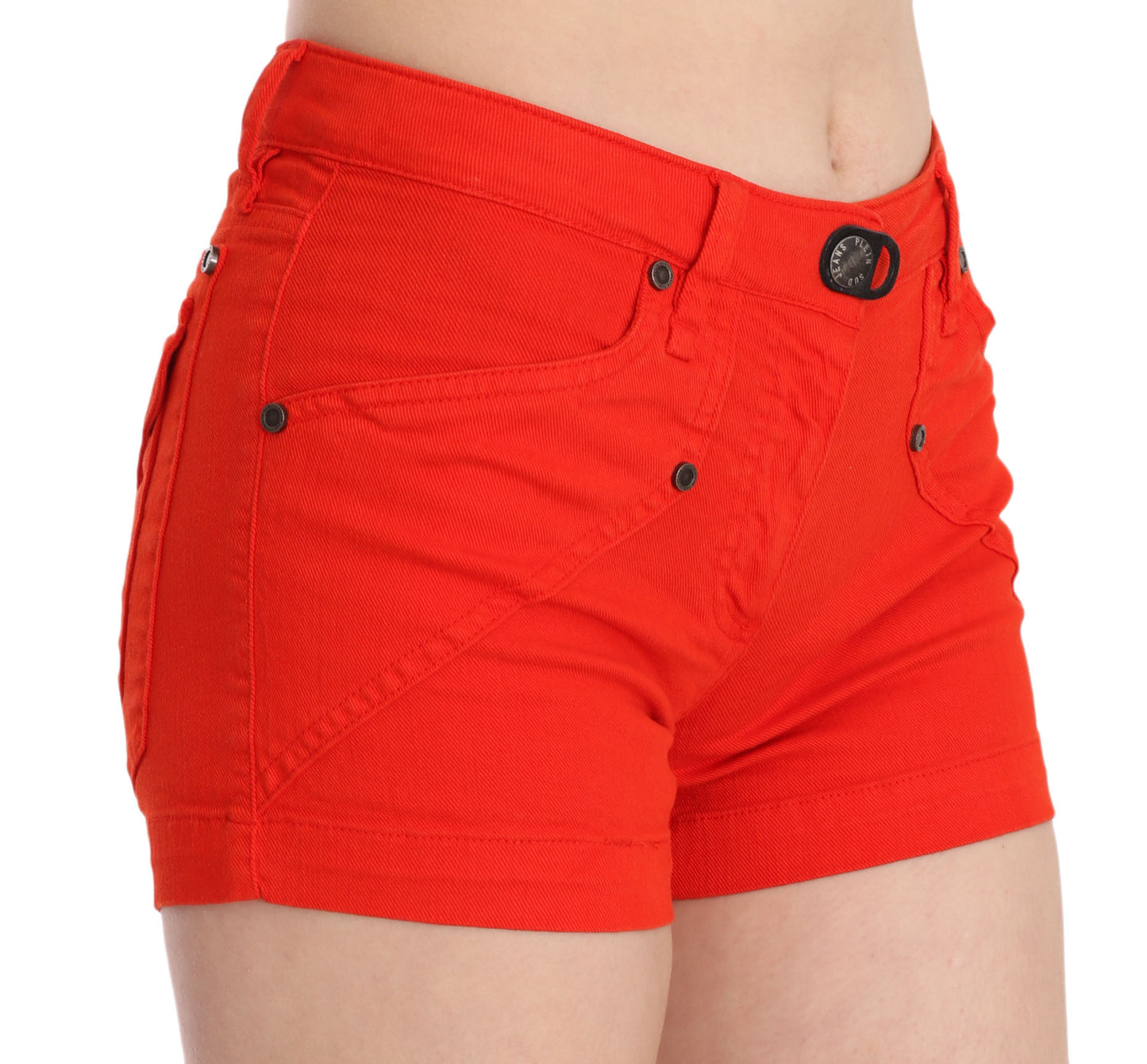  - Chic Mid Waist Mini Shorts in Vibrant Orange