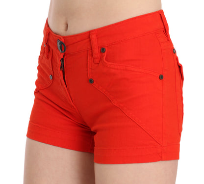  - Chic Mid Waist Mini Shorts in Vibrant Orange