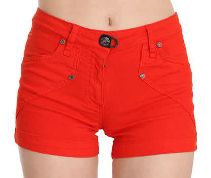  - Chic Mid Waist Mini Shorts in Vibrant Orange