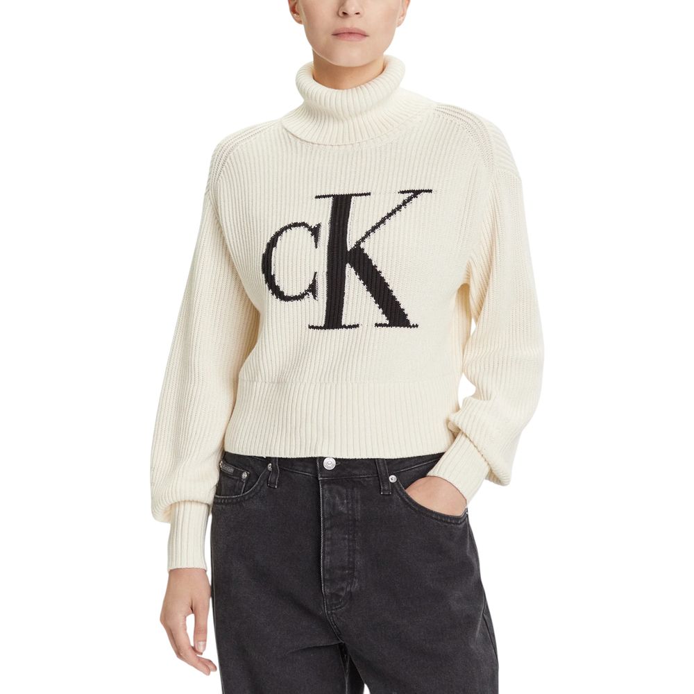 Calvin Klein Jeans Blown Up CK Loose Sweater Contra in Beige