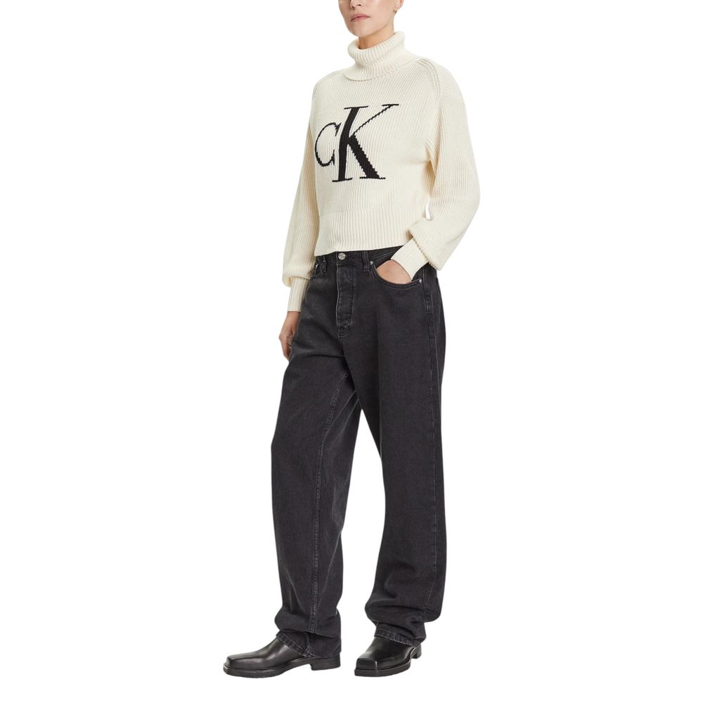 Calvin Klein Jeans Blown Up CK Loose Sweater Contra in Beige