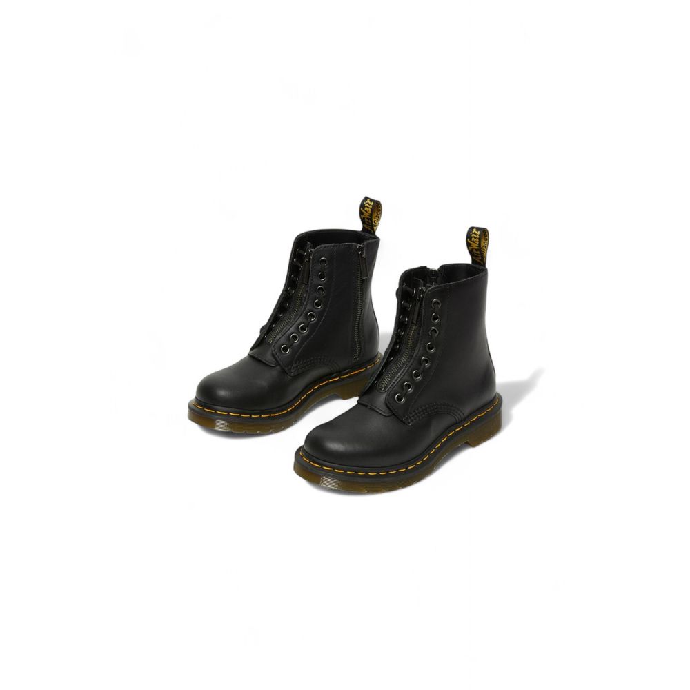 Dr. Martens 1460 Pascal Frnt Zip Nappa Black Leather Lace-Up Boots