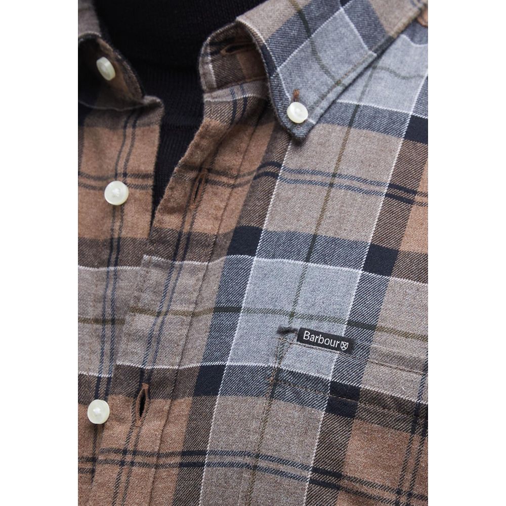 Barbour Beige Cotton Pattern Shirt - Portdown Tailored Shirt MSH5035 for Men