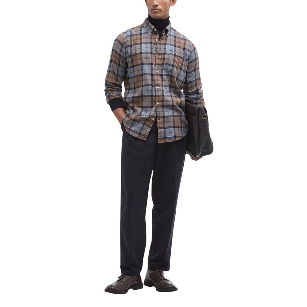 Barbour Beige Cotton Pattern Shirt - Portdown Tailored Shirt MSH5035 for Men