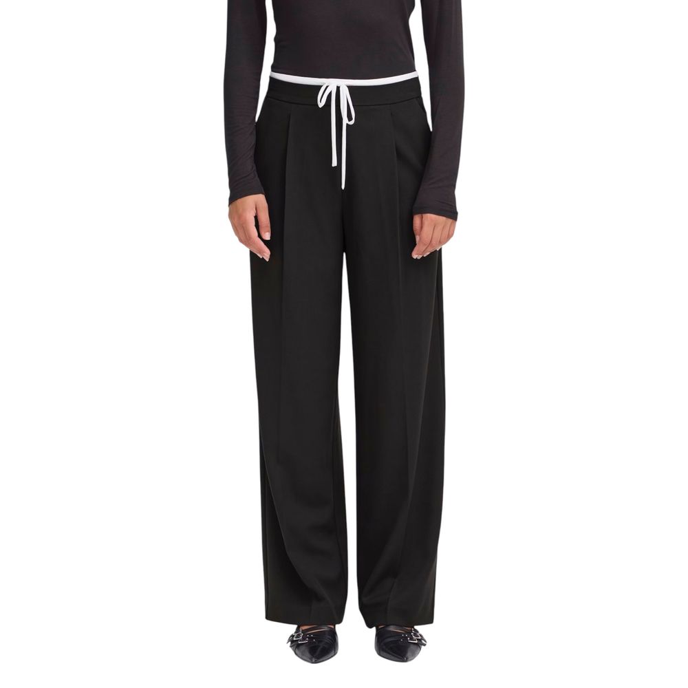 ICHI IHKYRRA PA 20124636 Black Polyester Palazzo Trousers