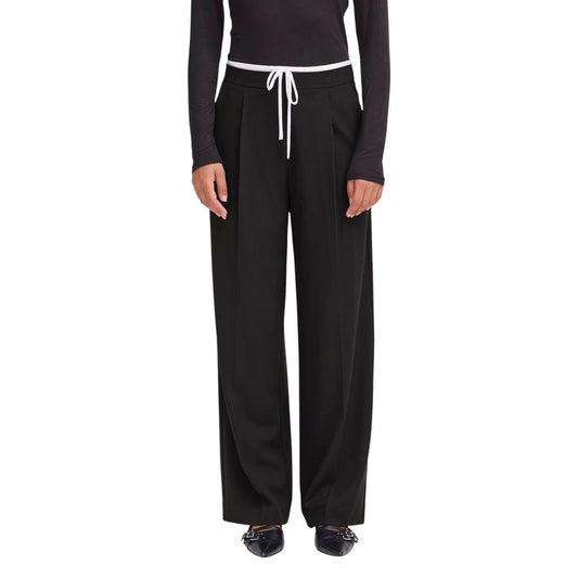 ICHI IHKYRRA PA 20124636 Black Polyester Palazzo Trousers