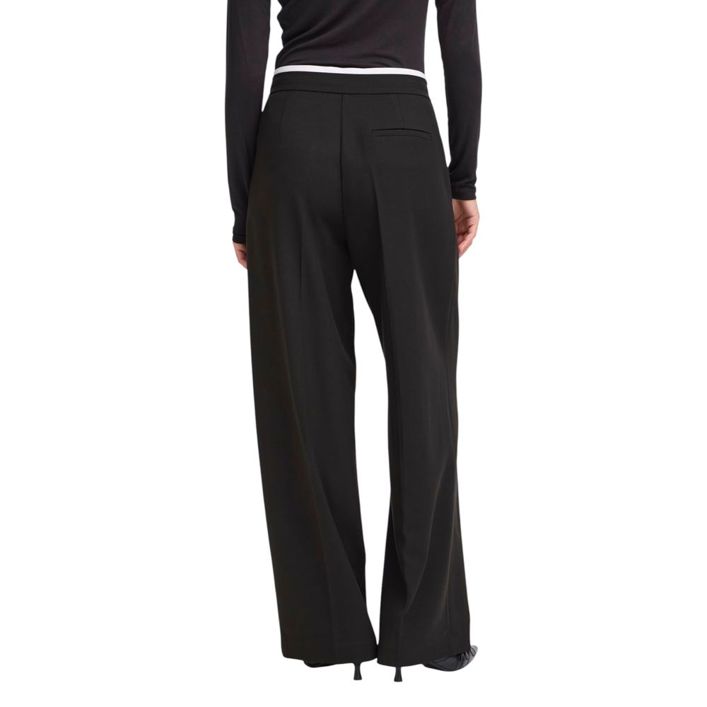 ICHI IHKYRRA PA 20124636 Black Polyester Palazzo Trousers
