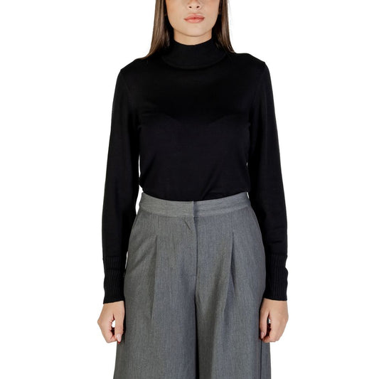 ICHI Black Viscose Turtleneck Sweater