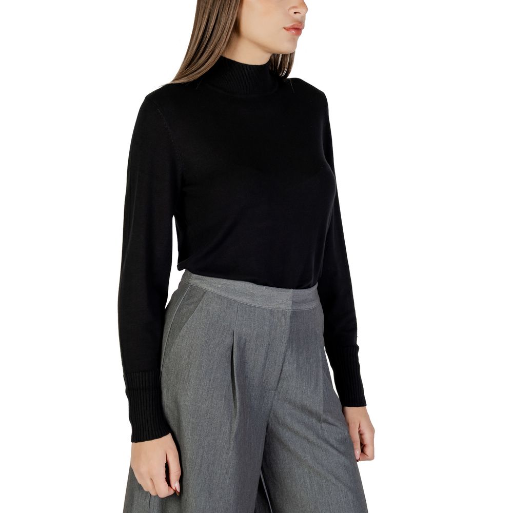 ICHI Black Viscose Turtleneck Sweater