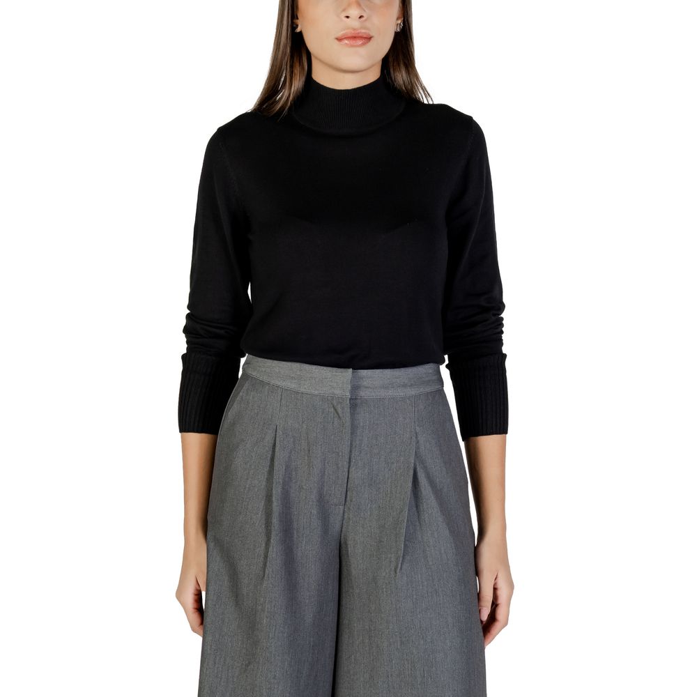 ICHI Black Viscose Turtleneck Sweater