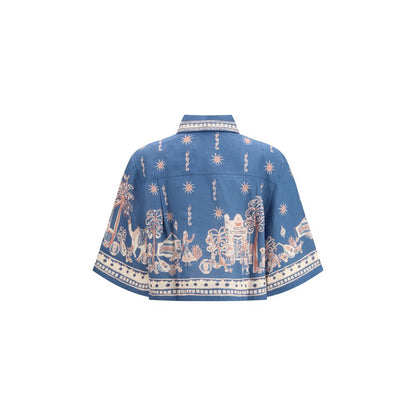 Alémais Blue Linen Pattern Shirt