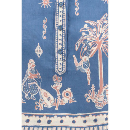 Alémais Blue Linen Pattern Shirt