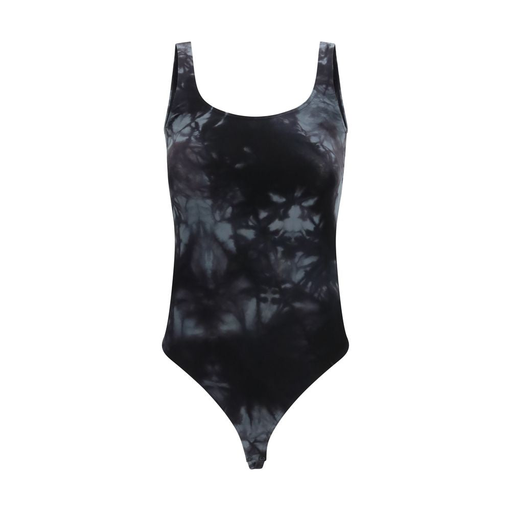 Wolford Ink Fatal Thong Bodysuit in Black Cotton