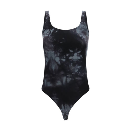 Wolford Ink Fatal Thong Bodysuit in Black Cotton