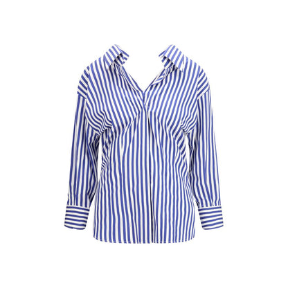 Givenchy Blue & White Striped Cotton Open Shirt