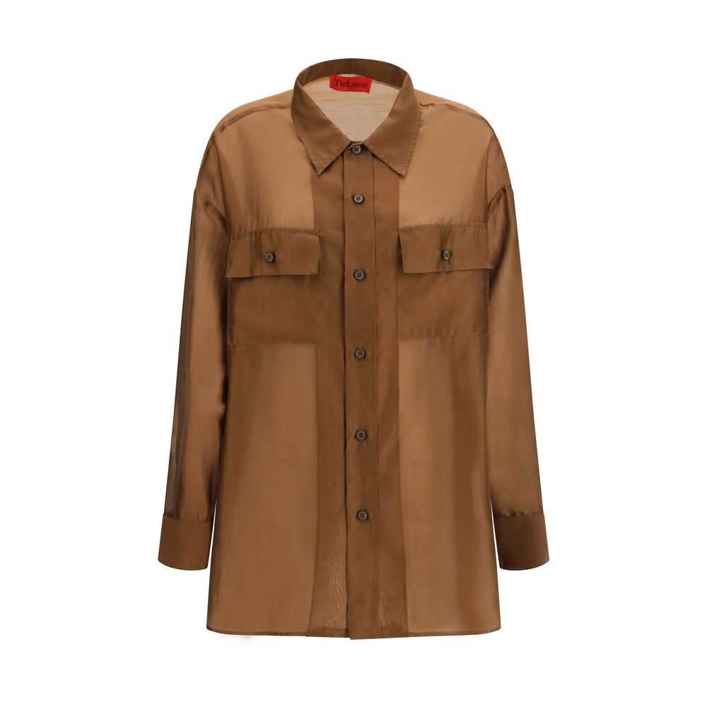 The Daria Shirt by The Latest - Brown Lycra Dress Shirt