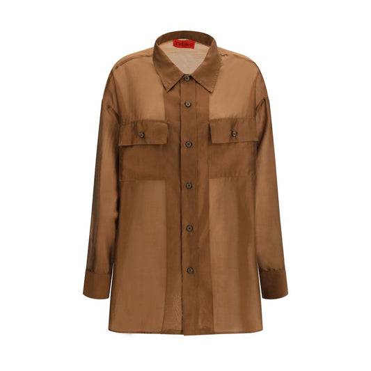 The Daria Shirt by The Latest - Brown Lycra Dress Shirt