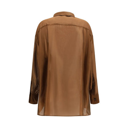 The Daria Shirt by The Latest - Brown Lycra Dress Shirt