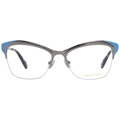 Emilio Pucci Women's Optical Glasses – Silver Metal Half-Rim