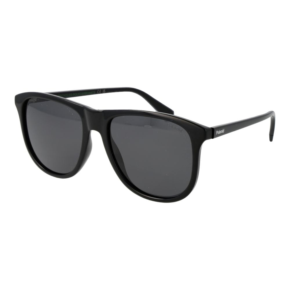 Polaroid Men's Black Sunglasses – Stylish Polycarbonate Frame, Grey Lenses