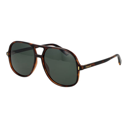 Polaroid Unisex Sunglasses – Brown Polycarbonate Frame, Green Polarized Lenses