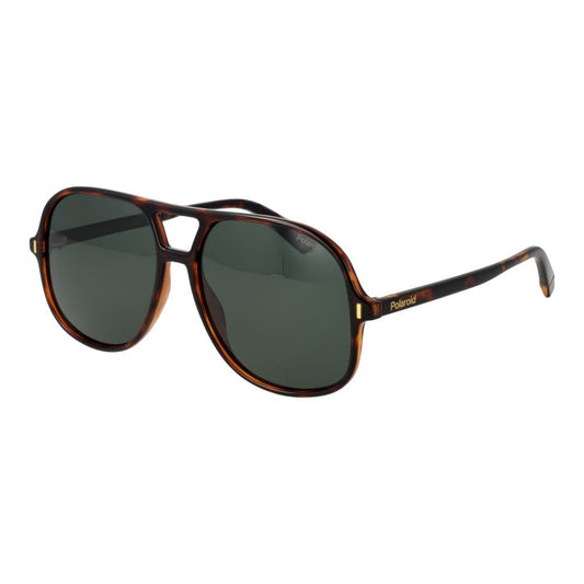 Polaroid Unisex Sunglasses – Brown Polycarbonate Frame, Green Polarized Lenses