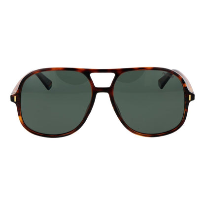 Polaroid Unisex Sunglasses – Brown Polycarbonate Frame, Green Polarized Lenses