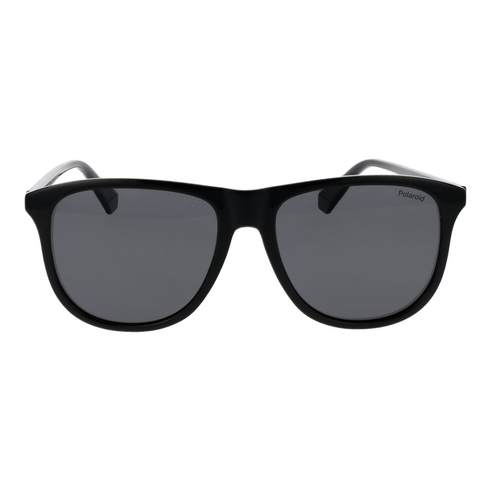 Polaroid Men's Black Sunglasses – Stylish Polycarbonate Frame, Grey Lenses