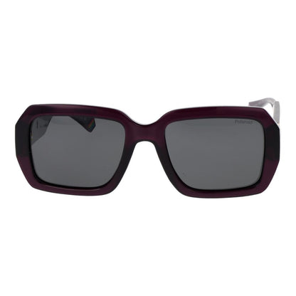 Polaroid Unisex Sunglasses – Purple Plastic Frame, Grey Polarized Lenses