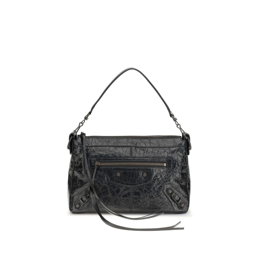 Balenciaga Black Lambskin City Moto Small Shoulder Bag