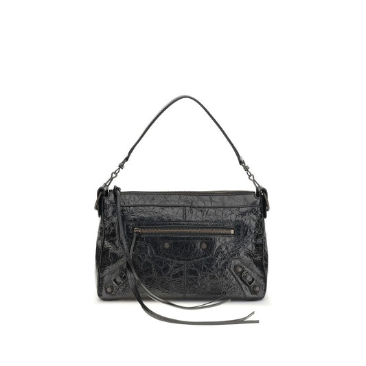Balenciaga Black Lambskin City Moto Small Shoulder Bag