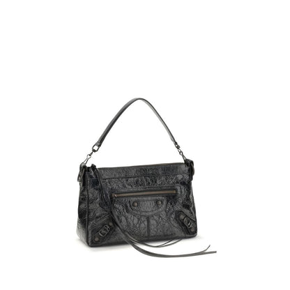 Balenciaga Black Lambskin City Moto Small Shoulder Bag