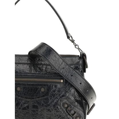 Balenciaga Black Lambskin City Moto Small Shoulder Bag
