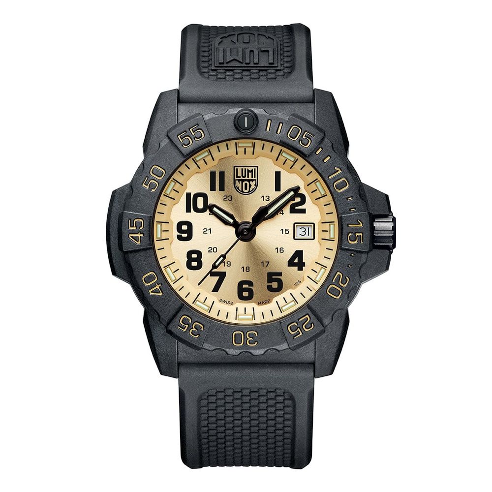 Luminox Men’s Black Rubber Sport Watch with Golden Dial