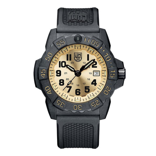 Luminox Men’s Black Rubber Sport Watch with Golden Dial
