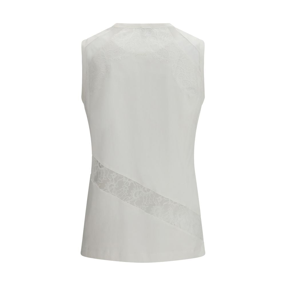 PINKO White Cotton Sleeveless T-Shirt - The Top Molly