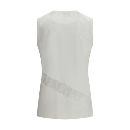 PINKO White Cotton Sleeveless T-Shirt - The Top Molly