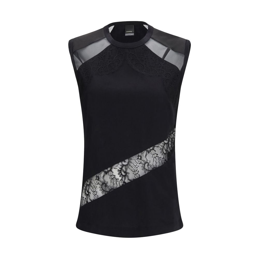 PINKO Black Cotton T-Shirt - Top Molly