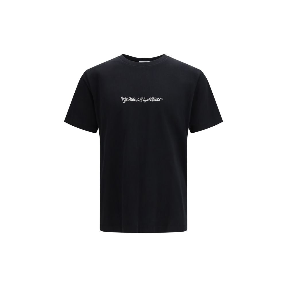Off-White Black Cotton T-Shirt - Script Arrow Design