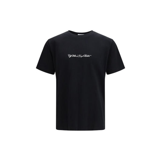 Off-White Black Cotton T-Shirt - Script Arrow Design