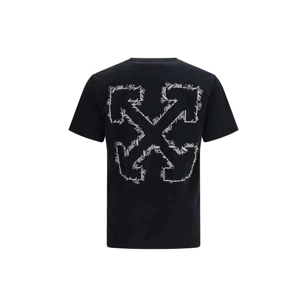 Off-White Black Cotton T-Shirt - Script Arrow Design