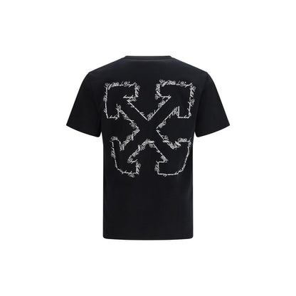 Off-White Black Cotton T-Shirt - Script Arrow Design