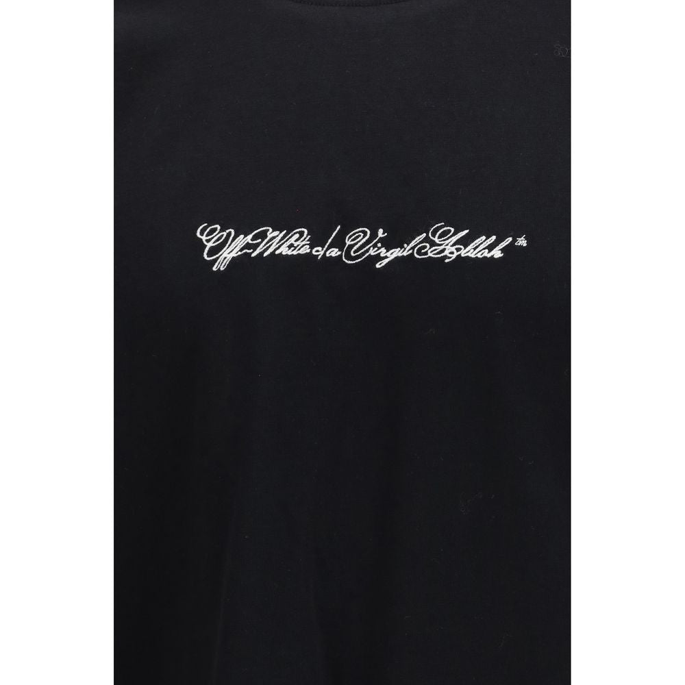 Off-White Black Cotton T-Shirt - Script Arrow Design